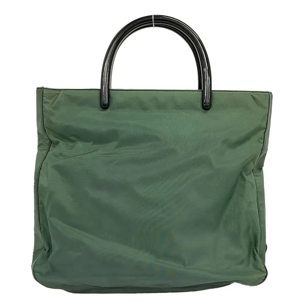 Prada Tote Bag B8367 Green Black Nylon Plastic